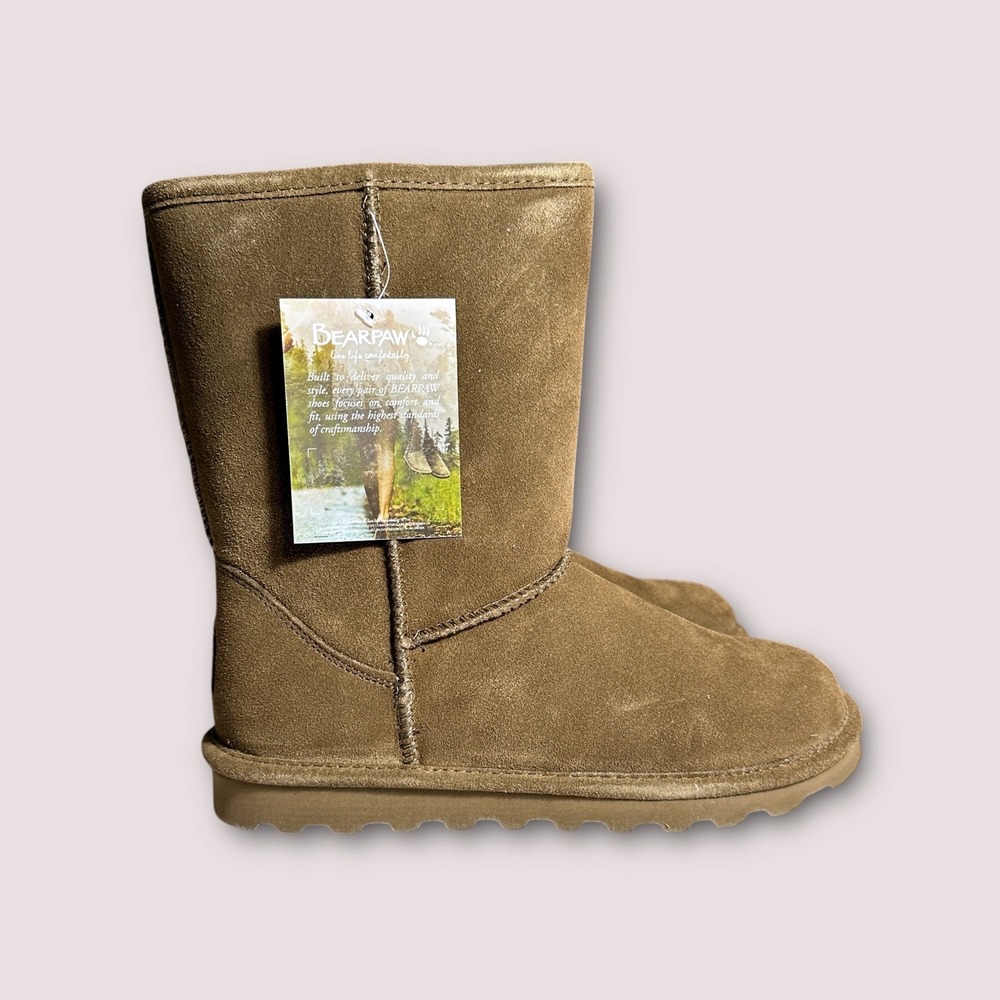 Bearpaw‎ Women's Ella Short Booties Loden Suede Shearling Lined Winter Size 8.5